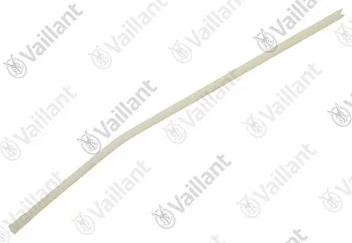 Vaillant Rohr, schlank und gebogen, aus Kunststoff, mit einem Ende abgerundet. Ideal für Warmwasseranwendungen in Heizsystemen.